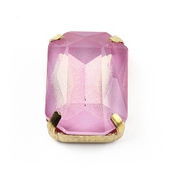 Rosa Claro Aurora (jm) coser en diamantes de imitación, diamantes de imitación de cristal facetado, Enlaces multifilares, con monturas de latón dorado, octágono rectángulo, rosa luz, 18x13x7.5 mm, agujero: 1.2 mm
