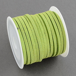 Green Yellow Faux Suede Cord, Faux Suede Lace, Green Yellow, 4x1.5mm, about 5.46 yards(5m)/roll, 25rolls/bag