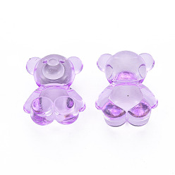 Blue Violet Transparent Acrylic Beads, Top Drilled Beads, Bear, Blue Violet, 18.5x15.5x11mm, about 320pcs/500g
