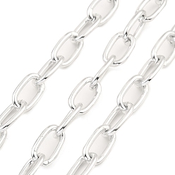 Silver Oxidation Aluminum Cable Chains, Unwelded, with Spool, Silver, 19.5x11x2.5mm, about 32.81 Feet(10m)/Roll