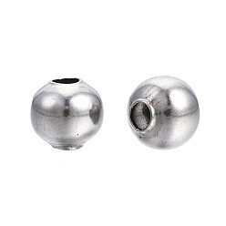 Stainless Steel Color Round 304 Stainless Steel Beads, for Jewelry Craft Making, Stainless Steel Color, 6x5.5mm, Hole: 2mm