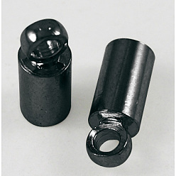 Gunmetal Brass Cord Ends, End Caps, Nickel Free, Gunmetal, 8x2.8mm, Hole: 1.5mm, 2mm inner diameter