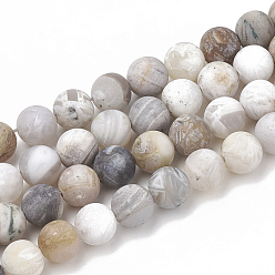 Bamboo Leaf Agate Natural Bamboo Leaf Agate Beads Strands, Frosted, Round, 4mm, Hole: 1mm, about 96pcs/strand, 15.5 inch
