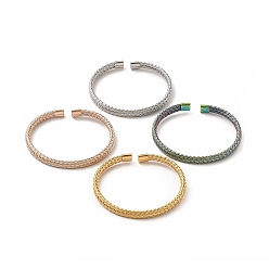 Mixed Color 304 Stainless Steel Flat Mesh Chain Shape Open Cuff Bangle for Women, Mixed Color, Inner Diameter: 1-7/8x2-3/8 inch(4.9x6.05cm) 