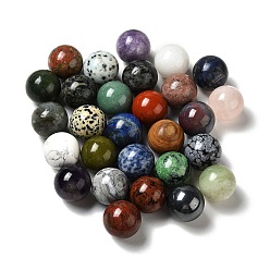 Pierre Mélangete Perles de pierre mélangées naturelles, pas de trous / non percés, mélangé teint et non teint, ronde, 25~25.5mm