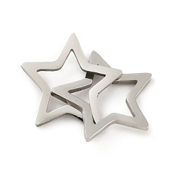 Stainless Steel Color 201 Stainless Steel Pendants, Hollow, Star, Stainless Steel Color, 18mm