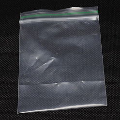 Clair Sacs en plastique à fermeture éclair, sacs d'emballage refermables, joint haut vert sacs épais, sac auto-scellant, rectangle, clair, 7x5 cm, épaisseur unilatérale : 2.5 mil(0.065mm), 100 pcs /sachet 