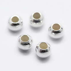 Argent 925 perles en argent sterling, ronde, argenterie, 2.5mm, Trou: 0.9~1mm