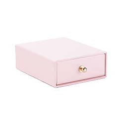 Lavanda Blush Caja de juego de joyería de cajón de papel rectangular, con remache de latón, para pendiente, embalaje de regalos de anillos y collares, rubor lavanda, 7x9x3 cm
