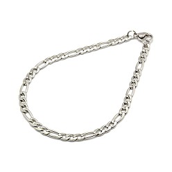 Stainless Steel Color 304 Stainless Steel Figaro Chain Bracelet Making, Stainless Steel Color, 8-7/8 inch~8-1/4 inch(21~22.5cm), 4mm