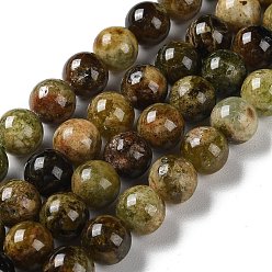 Granate Granate verdes naturales hebras, rondo, 10 mm, agujero: 1.2 mm, sobre 37 unidades / cadena, 15.35'' (39 cm)