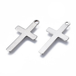 Stainless Steel Color 201 Stainless Steel Pendants, Stamping Blank Tag, Cross, Stainless Steel Color, 23x12x1mm, Hole: 1.5mm