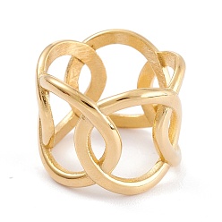 Золотой Ионное покрытие (ip) унисекс 304 перстни из нержавеющей стали, широкая полоса кольца, форма обочины, золотые, Размер 7, 17.8 мм, внутренний диаметр: 17.3 мм