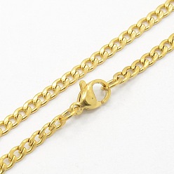 Golden 304 Stainless Steel Curb Chain Necklaces, with Lobster Claw Clasps, Golden, 29.5 inch(74.9cm)
