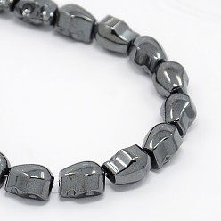 Non-magnetic Hematite Non-magnetic Synthetic Hematite Beads Strands, Skull, 10x8x8mm, Hole: 1mm, about 20pcs/strand, 7.8 inch