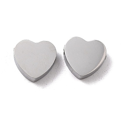 Stainless Steel Color 304 Stainless Steel Beads, Heart, Stainless Steel Color, 8.5x9x3mm, Hole: 1.8mm