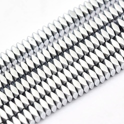 Platinum Plated Electroplate Non-magnetic Synthetic Hematite Beads Strands, Vacuum Plating, Faceted, Square, Platinum Plated, 2x2x1mm, Hole: 0.6mm, about 406pcs/strand, 15.7 inch(40cm)