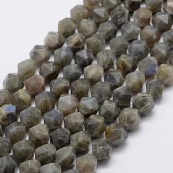 Labradorite Natural Labradorite Beads Strands, Star Cut Round Beads, Faceted, 8mm, Hole: 1mm, about 47pcs/strand, 14.7 inch