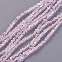 Rose Nacré Perles en verre electroplate, de couleur plaquée ab , triangle, perle rose, 2.2~3x3~4.7x2~3mm, Trou: 0.7mm, Environ 171~181 pcs/chapelet, 12.4 pouces ~ 14.84 pouces (31.5~37.7 cm)