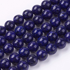Lapis Lazuli Dyed Natural Lapis Lazuli Bead Strands, Round, 8~9mm, Hole: 1mm, about 46pcs/strand, 15.3 inch