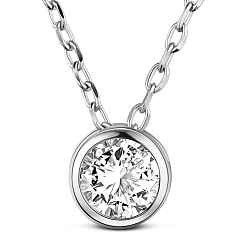 Crystal TINYSAND Rhodium Plated 925 Sterling Silver Rhinestone Pendant Necklace, Crystal, 18.5 inch