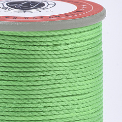 Весенне-зеленый Вощеный шнур полиэстера, микро шнур макраме, витой шнур, круглые, весенний зеленый, 1 мм, около 57.96~65.62 ярдов (53~60 м) / рулон