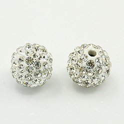 Crystal Polymer Clay Rhinestone Beads, Grade A, Round Pave Disco Ball Beads, Crystal, PP12(1.8~1.9mm), 10mm, Hole: 1.5mm