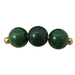 Зеленый Естественно Mashan нефрита круглые бусины нити, окрашенные, зелёные, 10 мм, отверстие : 1 мм, около 41 шт / нитка, 15.7 дюйм