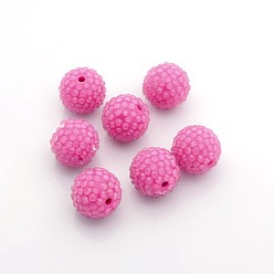 Camellia Chunky Resin Rhinestone Bubblegum Ball Beads, Transparent Style, Round, Camellia, 20x18mm, Hole: about 2.5mm