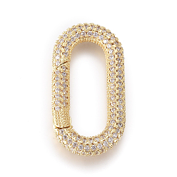Золотой Латунные пружинные кольца, с кубического циркония, овальные, прозрачные, золотые, 31.5x16x4 мм, Внутренний диаметр: 23.5x8 мм