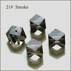 Gris Imitación perlas de cristal austriaco, aaa grado, facetados, cuentas de cubo sin esquinas, gris, 7.5x7.5x7.5 mm, agujero: 0.9~1 mm