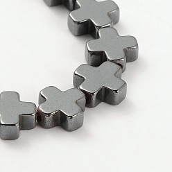 Non-magnetic Hematite Electroplate Gorgeous Cross Non-magnetic Synthetic Hematite Beads Strands, 6x6x2mm, Hole: 1mm, about 63pcs/strand, 15.35 inch