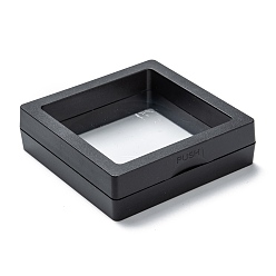 Black Square Transparent PE Thin Film Suspension Jewelry Display Box, for Ring Necklace Bracelet Earring Storage, Black, 7x7x2cm