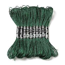 Sea Green 10 Skeins 12-Ply Metallic Polyester Embroidery Floss, Glitter Cross Stitch Threads for Craft Needlework Hand Embroidery, Friendship Bracelets Braided String, Sea Green, 0.8mm, about 8.75 Yards(8m)/skein