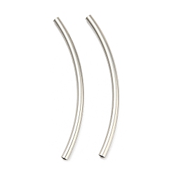 Stainless Steel Color 304 Stainless Steel Tube Beads, Curved Tube, Stainless Steel Color, 40x2mm, Hole: 1.2mm