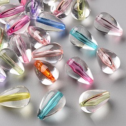 Couleur Mélangete Perles acryliques transparentes, larme, couleur mixte, 14.5x9.5mm, Trou: 1.6mm, environ600 pcs / 500 g