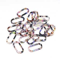 Colorful Cellulose Acetate(Resin) Pendants, Oval, Colorful, 30x14x2.5mm, Hole: 1.5mm