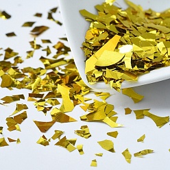 Gold Plastic Candy Sequins/Paillette Chip, UV Resin Filler, for Epoxy Resin Jewelry Making, Gold, 2~20x2~16mm, about 20g/bag