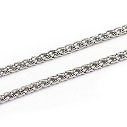 Stainless Steel Color 304 Stainless Steel Wheat Chains, Foxtail Chain, Unwelded, Stainless Steel Color, 4x2.5x0.8mm