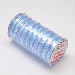 Azul Cielo Cuerda de cristal elástica plana, hilo de cuentas elástico, para hacer la pulsera elástica, luz azul cielo, 0.8 mm, aproximadamente 10.93 yardas (10 m) / rollo