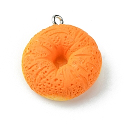 Round Opaque Resin Imitation Food Pendants, Bread Charms, with Platinum Tone Iron Loops, Round, 24.5x20x8mm, Hole: 1.8mm
