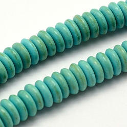 Turquoise Synthétique Perles synthétiques turquoise brins, teint, rondelle, 6~6.5x2mm, Trou: 1.5mm, Environ 181 pcs/chapelet, 15.9 pouce (40.5 cm)