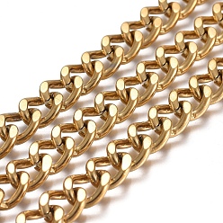 Golden 304 Stainless Steel Curb Chains, Unwelded, Golden, 10x8x2mm