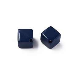 Prussian Blue Opaque Acrylic Beads, Cube, Prussian Blue, 13x14.5x14.5mm, Hole: 2mm, about 530pcs/500g