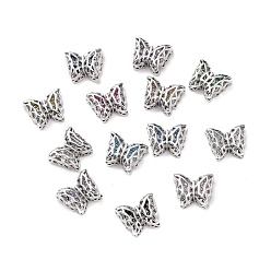 Mixed Color Eco-friendly Brass Cubic Zirconia Multi-Strand Links, Cadmium Free & Lead Free, Butterfly, Platinum, Mixed Color, 10x12x5mm, Hole: 1.2mm