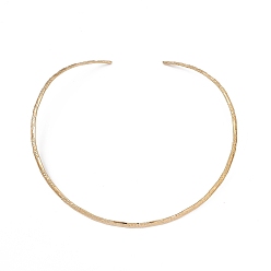 Oro Chapado al vacío 304 fabricación de collares de alambre texturizado de acero inoxidable, collares rígidos, gargantilla minimalista, cuello de puño, dorado, 0.4 cm, diámetro interior: 5-3/8 pulgada (13.78 cm)