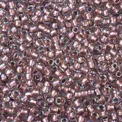 (267) Inside Color Crystal/Rose Gold Lined Круглые бусины toho, японский бисер, (267) внутри цветной кристалл / розовое золото на подкладке, 8/0, 3 мм, отверстие : 1 мм, Около 1110 шт / 50 г