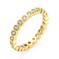 Golden Rack Plating Brass Finger Ring with Cubic Zirconia, Long-Lasting Plated, Cadmium Free & Lead Free, Golden, US Size 8 1/2(18.5mm)