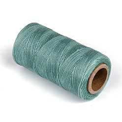 Dark Cyan Flat Waxed Polyester Cords, Dark Cyan, 1x0.3mm, about 284.33 yards(260m)/roll