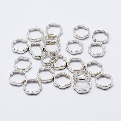 Argent 925 cadres de perles en argent sterling, fleur, argenterie, 8.5x2 mm, trou: 0.8 mm, diamètre intérieur: 6 mm